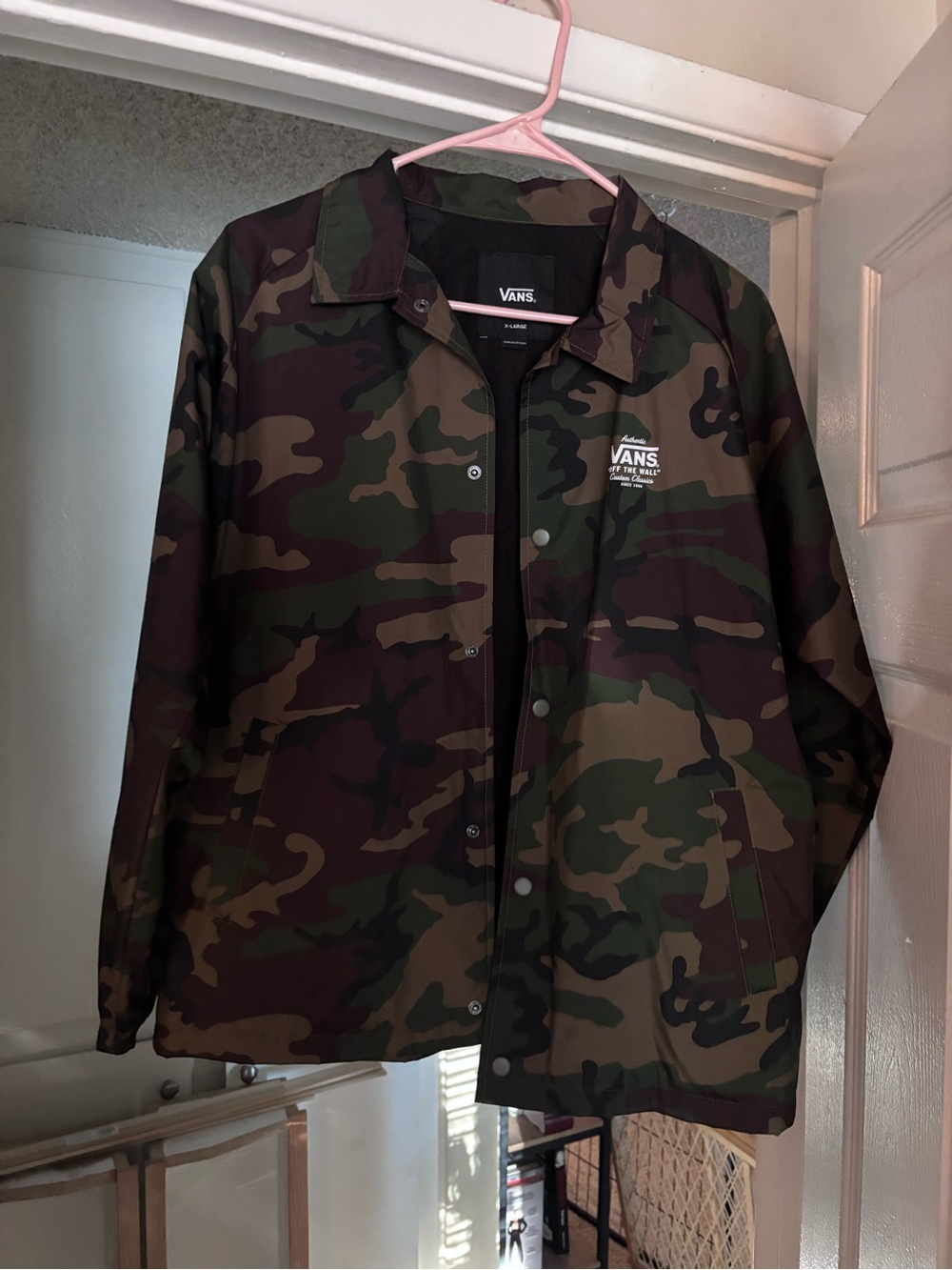 YOUTH SIZE XL -Vans Camo Coach Jacket - Green/Brown
